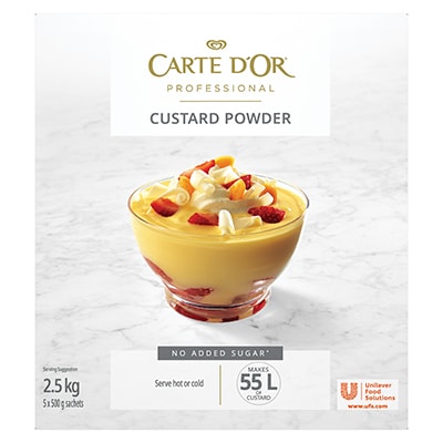CARTE D'OR Custard Powder - 2.5 Kg - Carte D’Or Custard Powder is made in 3 steps, and delivers great colour, taste and a high yield at a low cost.